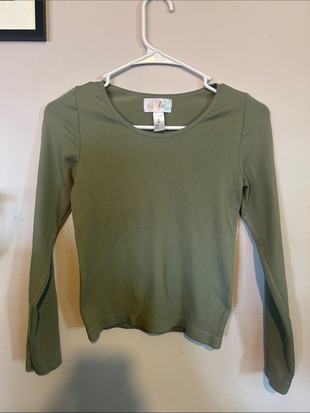 just be olive ribbed long sleeve tee